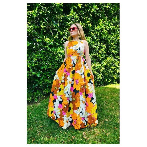 Vintage Dresses & Skirts - Vintage 70s Handmade Floral Maxi Dress